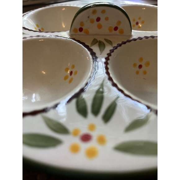 Temptations Green Old World Divided Condiment Nut Party Serving Dish - Picture 3 of 12